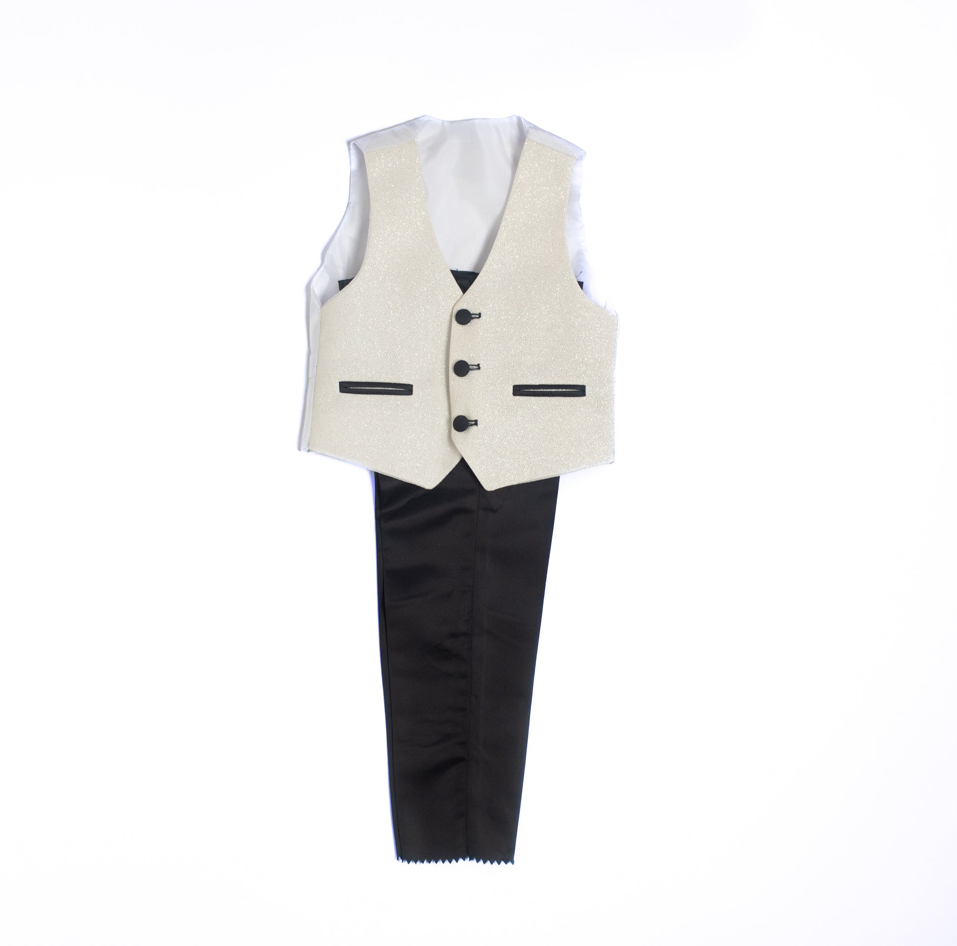 White Shimmery three Piece Boy Tuxedo