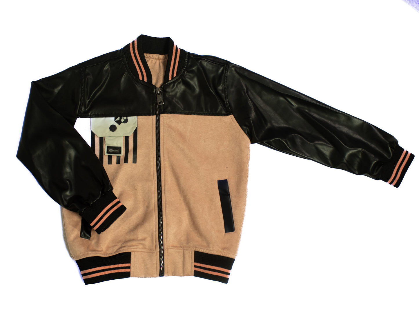 Boy Brown and Black Leader Jacket