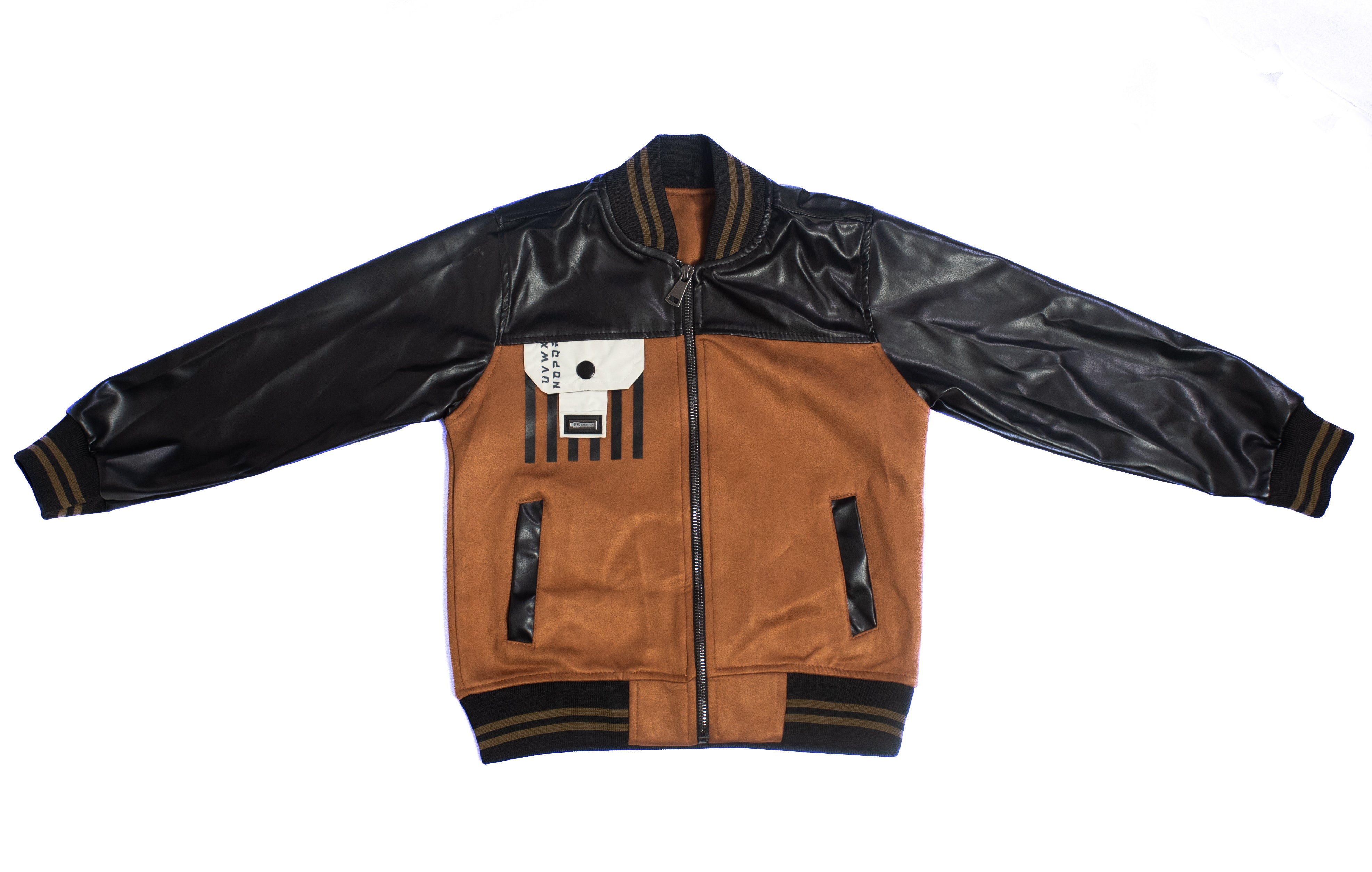 Boy Brown and Black Leader Zipper Jacket