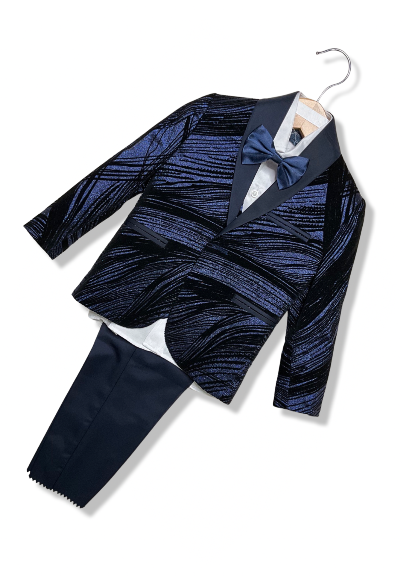 Blue/Black Shimmery 5Piece Boy Suit