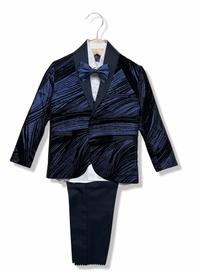 Blue/Black Shimmery 5Piece Boy Suit