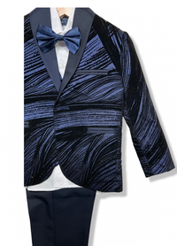 Blue/Black Shimmery 5Piece Boy Suit